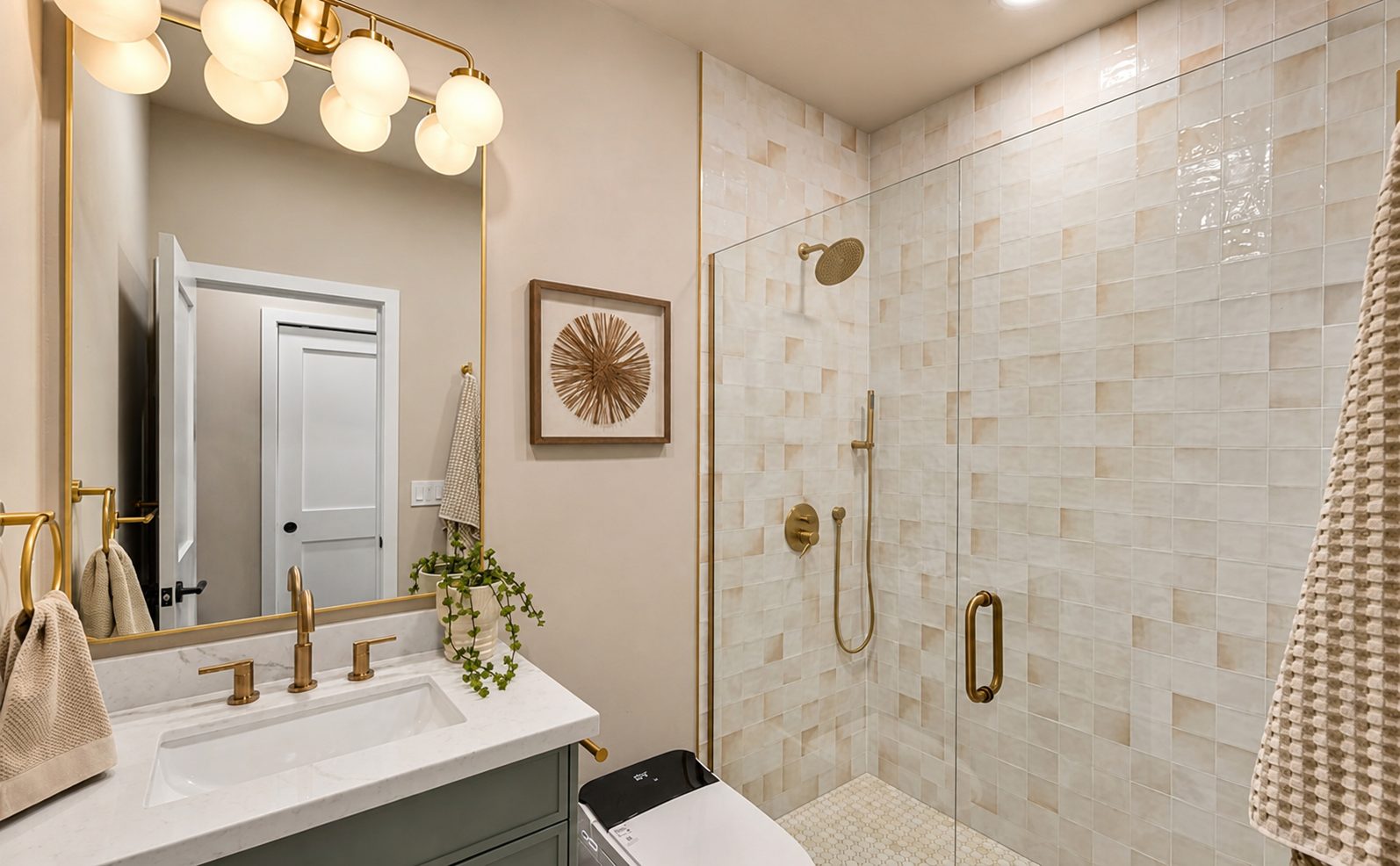 Custom zellige tile shower surround
